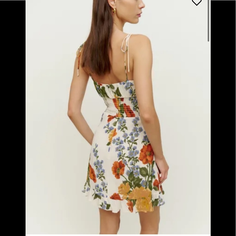 Reformation Floral Mini Dress - Cream, Orange, Green, Blue - Picture 6 of 12